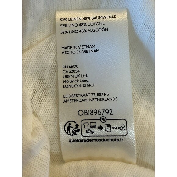 Free People We Are Free All We Need Tee XS NWT Oversized Linen Cotton V Neck - Picture 10 of 11